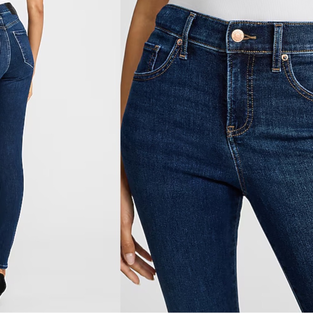 Express Indigo Wash Women's Mid-Rise Skinny Jeans - Picture 1 of 11